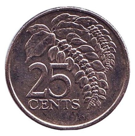 Монета 25 центов. 2008 год, Тринидад и Тобаго. Чакония.