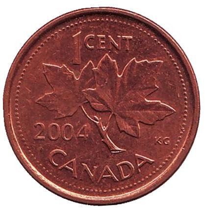 Монета 1 цент, 2004 год, Канада. (Магнитная)