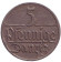 Монета 5 пфеннигов. 1923 год, Данциг. Монета 5 пфеннигов. 1923 год, Данциг.