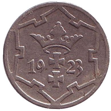 Монета 5 пфеннигов. 1923 год, Данциг. Монета 5 пфеннигов. 1923 год, Данциг.