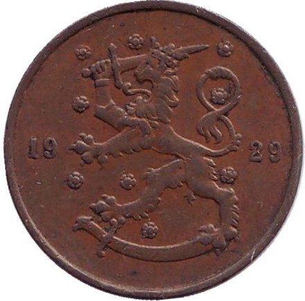Монета 10 пенни. 1929 год, Финляндия. Монета 10 пенни. 1929 год, Финляндия.