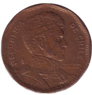 Монета 50 песо. 1999 год, Чили. Бернардо О’Хиггинс. Монета 50 песо. 1999 год, Чили. Бернардо О’Хиггинс.