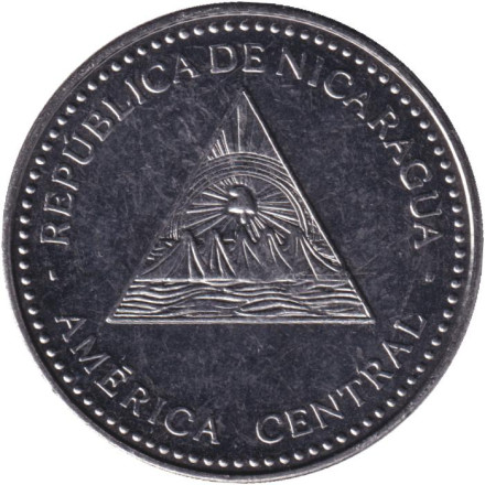 Монета 5 кордоб. 2022 год, Никарагуа. Горы-вулканы. Монета 5 кордоб. 2022 год, Никарагуа. Горы-вулканы.