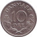 Монета 10 эре. 1971 год, Дания.