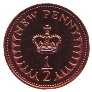 Монета 1/2 пенни. 1972 год, Великобритания. Proof. Монета 1/2 пенни. 1972 год, Великобритания. Proof.