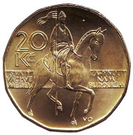 Монета 20 крон. 2012 год, Чехия. aUNC. Всадник (Святой Вацлав). Монета 20 крон. 2012 год, Чехия. aUNC. Всадник (Святой Вацлав).