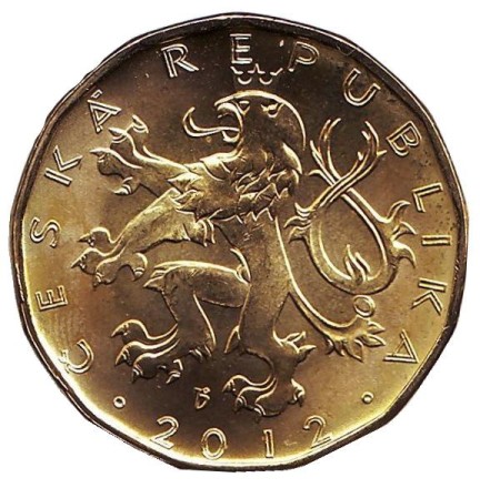 Монета 20 крон. 2012 год, Чехия. aUNC. Всадник (Святой Вацлав).