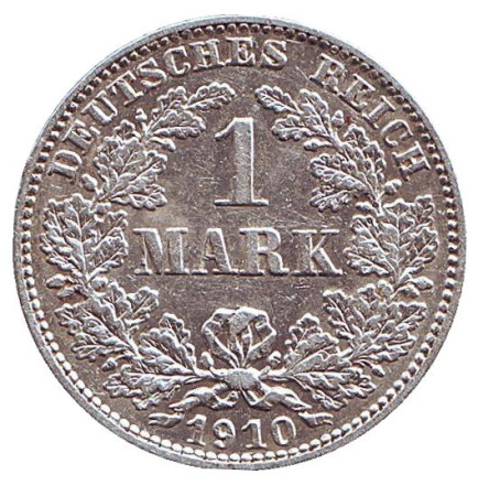Монета 1 марка. 1910 год (E), Германская империя.