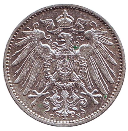 Монета 1 марка. 1910 год (E), Германская империя. Монета 1 марка. 1910 год (E), Германская империя.