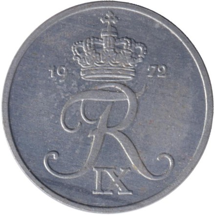 Монета 2 эре. 1972 год, Дания.