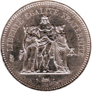 Монета 50 франков. 1979 год, Франция. Геркулес и музы. Монета 50 франков. 1979 год, Франция. Геркулес и музы.