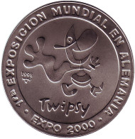Монета 1 песо. 2000 год, Куба. Экспо-2000. Талисман Твипси. Монета 1 песо. 2000 год, Куба. Экспо-2000. Талисман Твипси.