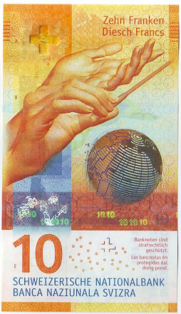 Банкнота 10 франков. 2016 год, Швейцария. Тип 1.