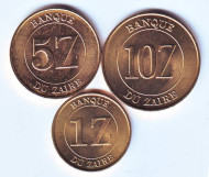 Набор монет Заира (3 штуки). 1987-88 гг, Заир.