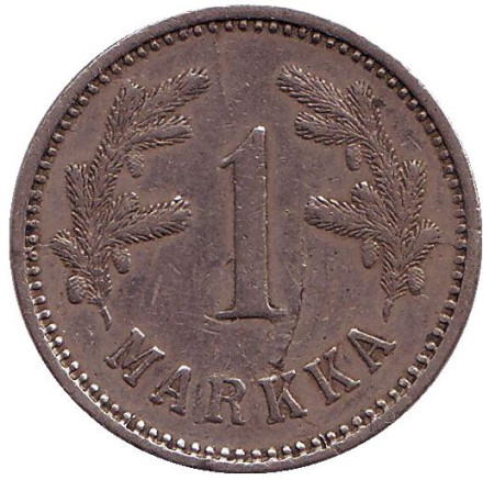 Монета 1 марка. 1924 год, Финляндия. Нечастая.