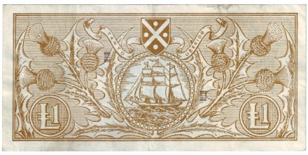 Банкнота 1 фунт. 1967 год, Шотландия. Банкнота 1 фунт. 1967 год, Шотландия.