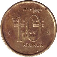 Монета 10 крон. 2009 год, Швеция. Монета 10 крон. 2009 год, Швеция.
