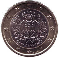 Монета 1 евро. 2015 год, Сан-Марино.