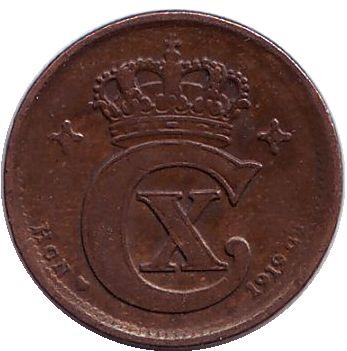Монета 1 эре. 1919 год, Дания. (бронза)