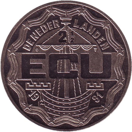 Монета 2,5 экю. 1991 год, Нидерланды. Арнем.