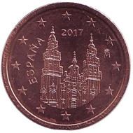 Монета 2 цента. 2017 год, Испания. Монета 2 цента. 2017 год, Испания.