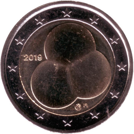 Монета 2 евро. 2019 год, Финляндия. 100 лет Конституции.