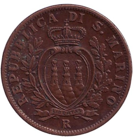 Монета 10 чентезимо. 1936 год, Сан-Марино.