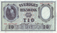 Банкнота 10 крон. 1952 год, Швеция. Банкнота 10 крон. 1952 год, Швеция.