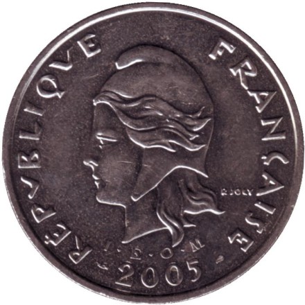 Монета 50 франков. 2005 год, Французская Полинезия. Скалистый остров Муреа. Монета 50 франков. 2005 год, Французская Полинезия. Скалистый остров Муреа.