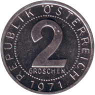 Монета 2 гроша. 1971 год, Австрия. Редкая! Монета 2 гроша. 1971 год, Австрия. Редкая!
