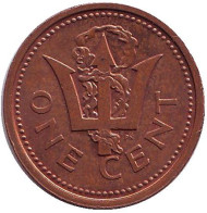 Монета 1 цент. 1987 год, Барбадос. Монета 1 цент. 1987 год, Барбадос.