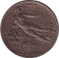 Монета 20 чентезимо. 1911 год, Италия. Монета 20 чентезимо. 1911 год, Италия.
