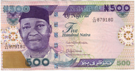 Банкнота 500 найра. 2017 год, Нигерия.