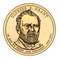 18-й президент США. Улисс С. Грант. Монетный двор D. 1 доллар, 2011 год, США. 18-й президент США. Улисс С. Грант. Монетный двор D. 1 доллар, 2011 год, США.