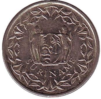 Монета 10 центов. 1988 год, Суринам.