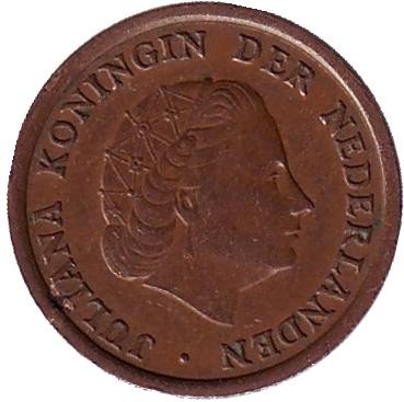 Монета 1 цент. 1960 год, Нидерланды. Монета 1 цент. 1960 год, Нидерланды.