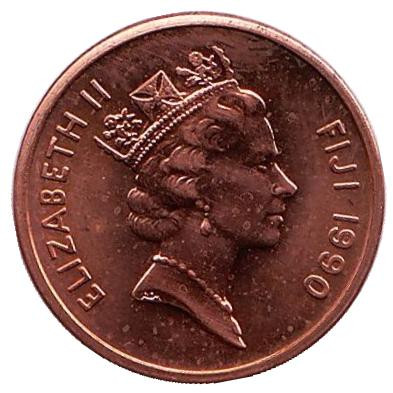 Монета 1 цент. 1990 год, Фиджи. UNC. Церемониальная чаша.