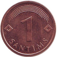 Монета 1 сантим. 2005 год, Латвия. UNC. Монета 1 сантим. 2005 год, Латвия. UNC.