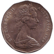 Монета 50 центов. 1969 год, Австралия. Монета 50 центов. 1969 год, Австралия.