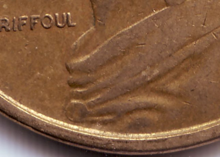 Монета 50 сантимов. 1963 год, Франция. (4 складки на воротнике) Монета 50 сантимов. 1963 год, Франция. (4 складки на воротнике)