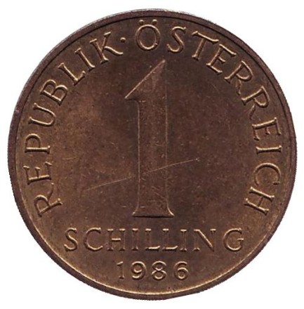Монета 1 шиллинг. 1986 год, Австрия. Эдельвейс.