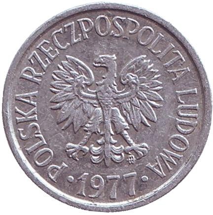Монета 20 грошей. 1977 год, Польша. Монета 20 грошей. 1977 год, Польша.