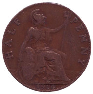Монета 1/2 пенни. 1914 год, Великобритания. Монета 1/2 пенни. 1914 год, Великобритания.