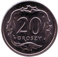 Монета 20 грошей. 2016 год, Польша. Монета 20 грошей. 2016 год, Польша.