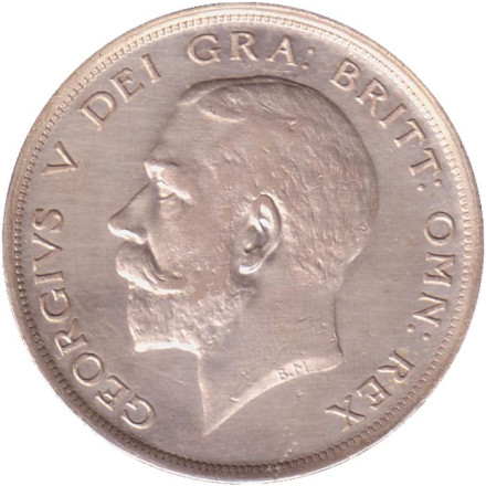 Монета 1/2 кроны. 1916 год, Великобритания.  Монета 1/2 кроны. 1916 год, Великобритания.
