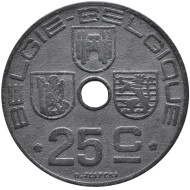 Монета 25 сантимов. 1942 год, Бельгия. (Belgie-Belgique) Монета 25 сантимов. 1942 год, Бельгия. (Belgie-Belgique)