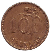 Монета 10 марок. 1954 год, Финляндия. Монета 10 марок. 1954 год, Финляндия.