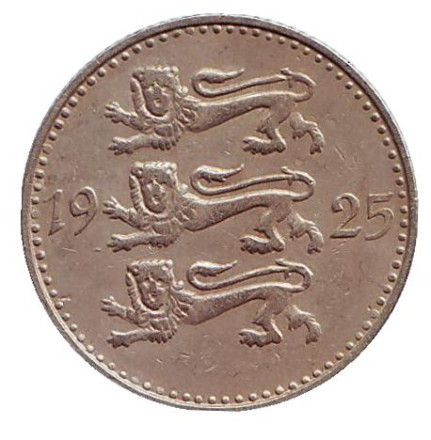 Монета 3 марки, 1925 год, Эстония. Монета 3 марки, 1925 год, Эстония.
