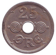 Монета 25 эре. 1934 год, Дания. Монета 25 эре. 1934 год, Дания.