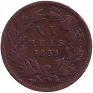 Монета 20 рейсов. 1883 год, Португалия.